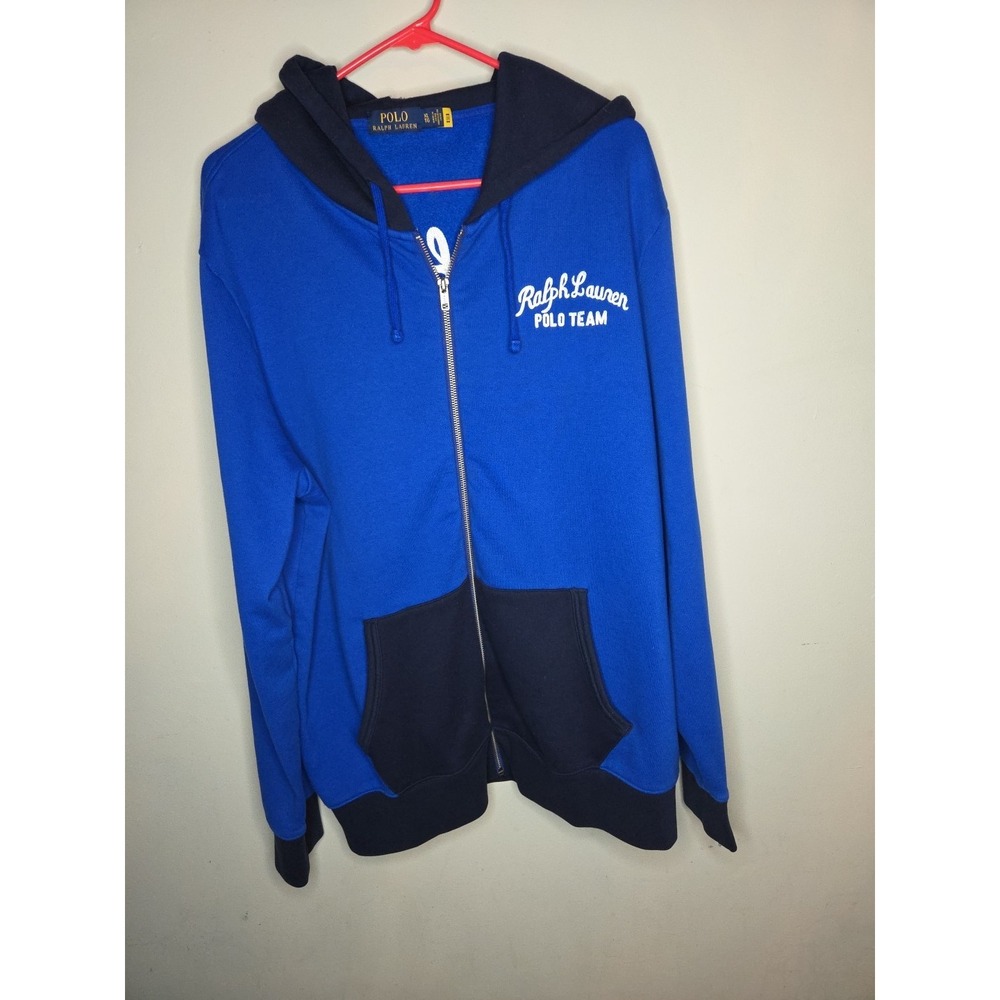 Polo Ralph Lauren Royal Blue Embroidered Polo Team Fleece Hoodie Jacket